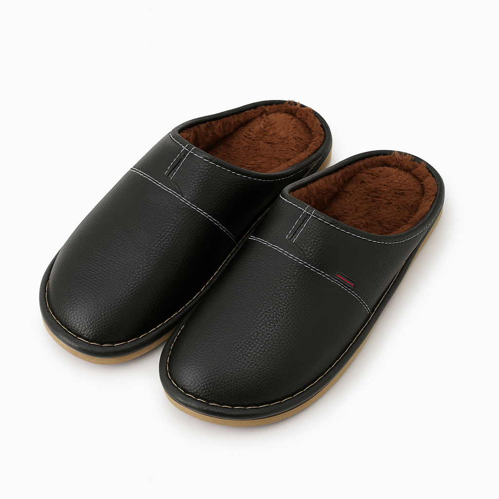 Chausson Cuir Homme Luxe Noir