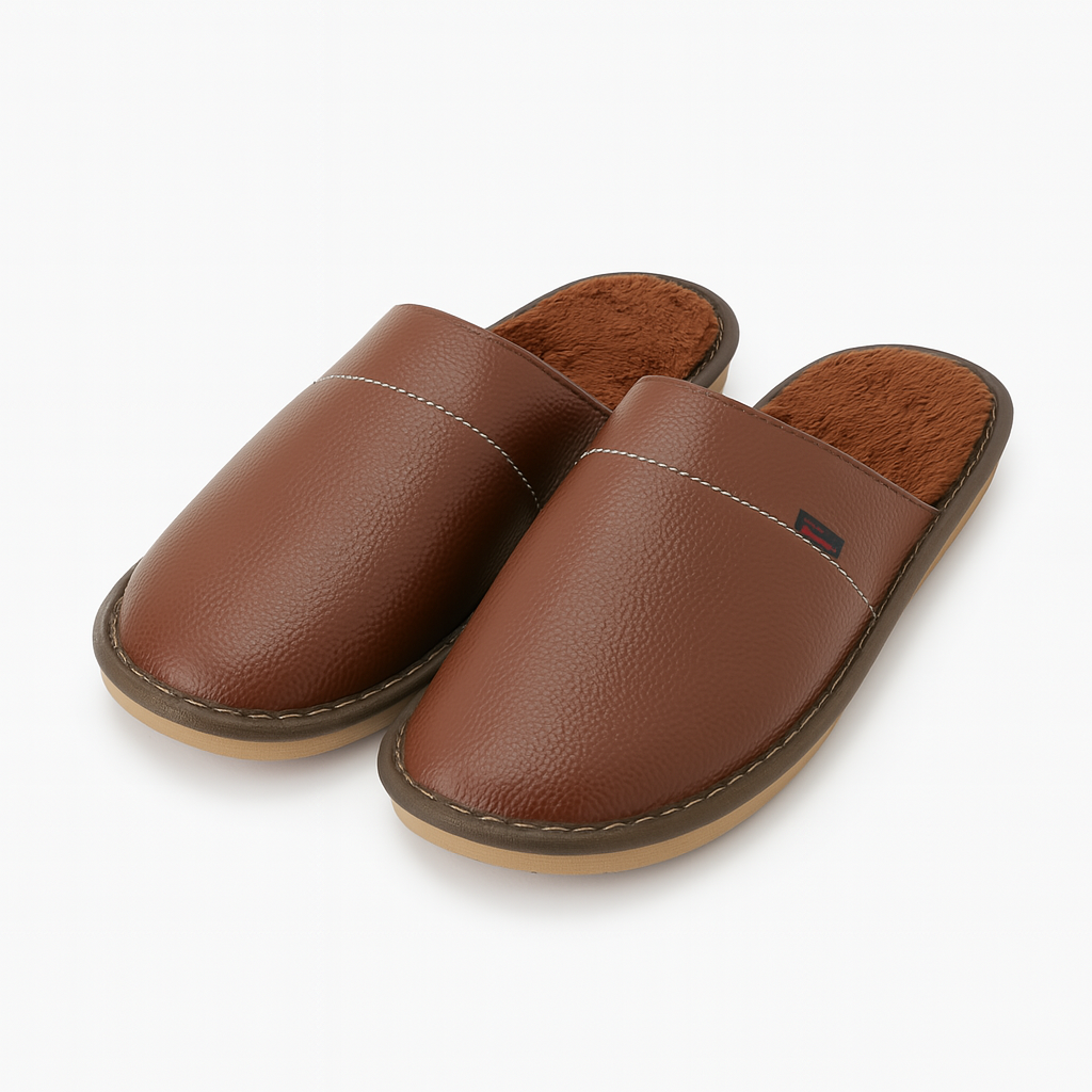 Chausson Cuir Homme Luxe Marron