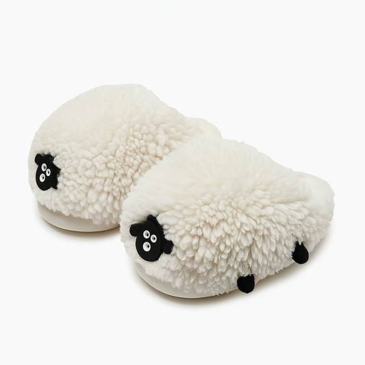 Chausson Forme Moutons Blanc Noir
