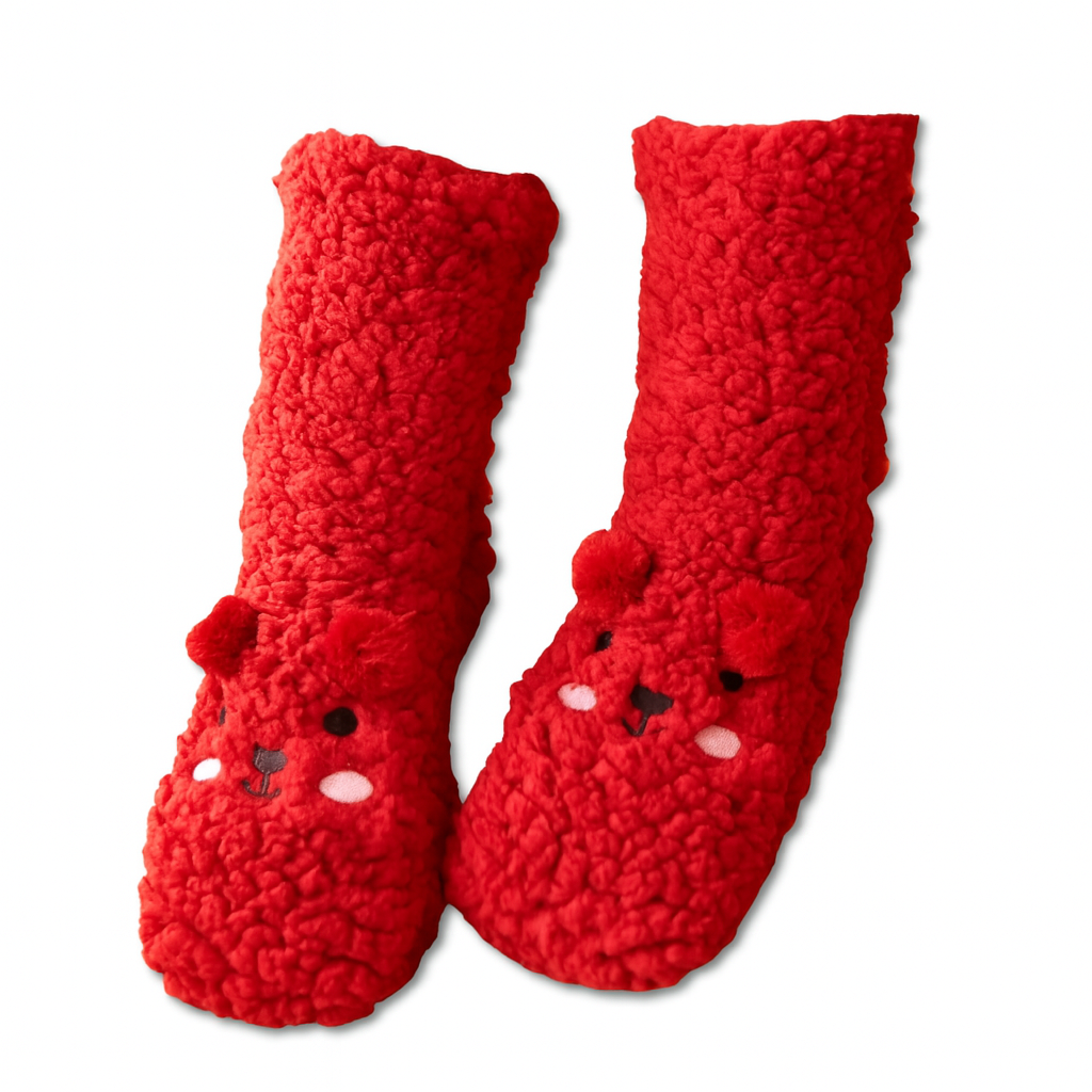 Chaussons Chaussettes Antidérapants Femme Rouge