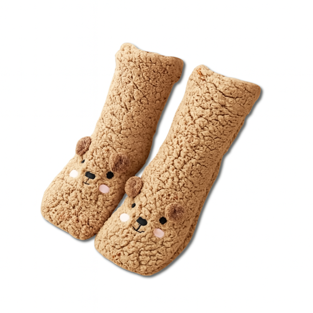 Chaussons Chaussettes Antidérapants Femme Khaki