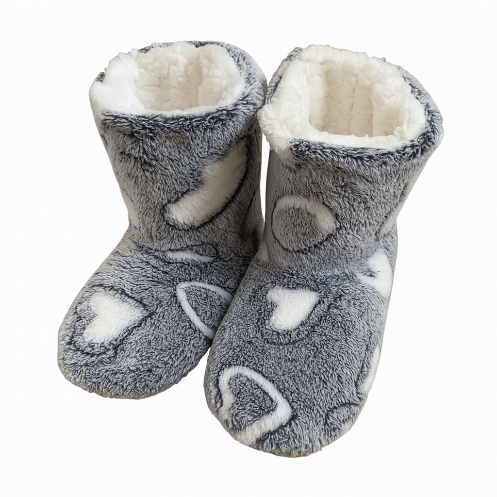 Chausson Antidérapant Hiver Gris Beige
