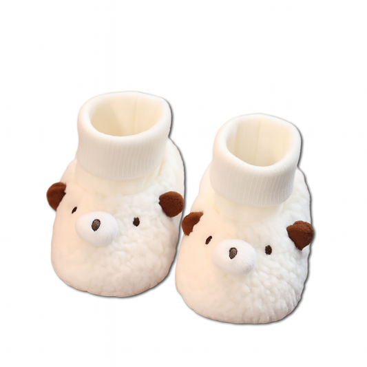 Adorable Chausson Bébé Tête Animaux Blanc Ours