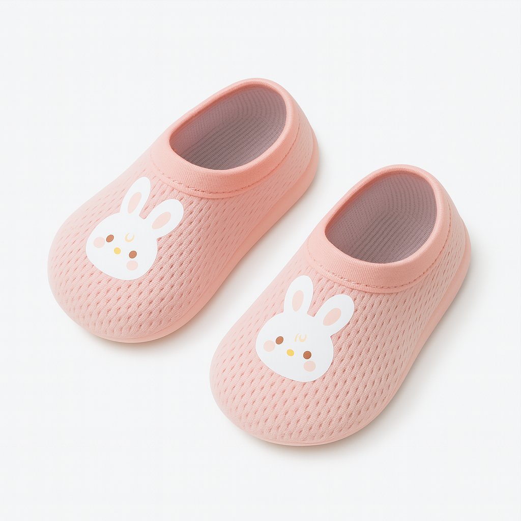 Chausson Rose Bébé Antidérapant Rose Lapin