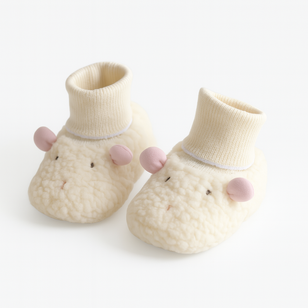 Chausson Bébé Moutons Blanc