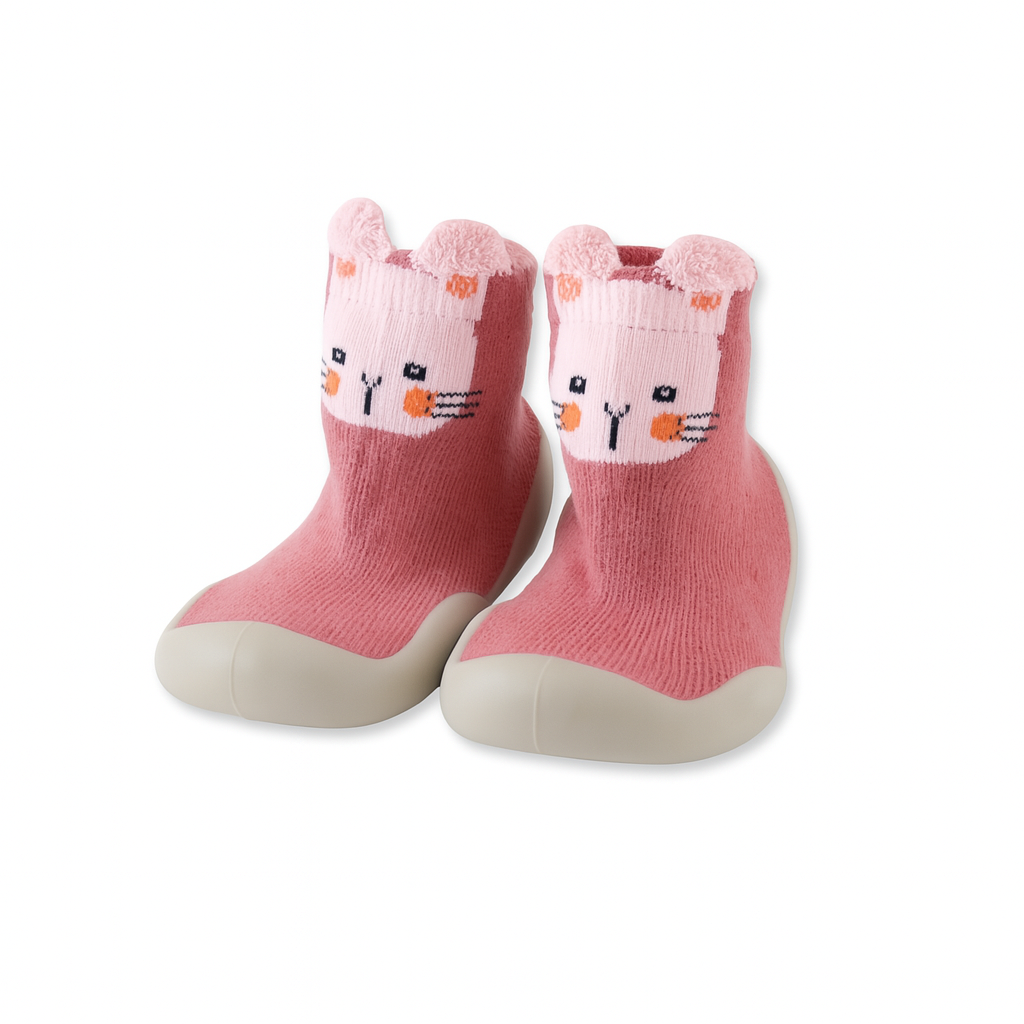 Chausson-Chaussette Petit Animaux Rose