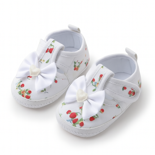 Chausson Bébé Fille Nœud Blanc