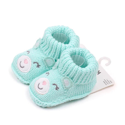 Chausson Bebe Tricot Animaux Bleu