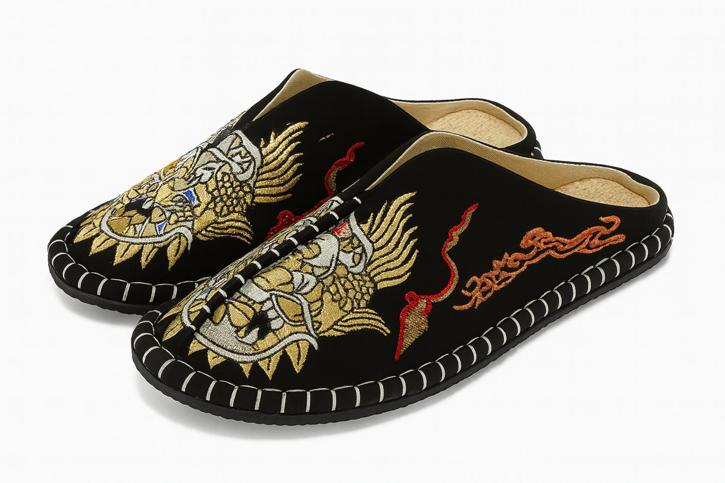 Chausson Brodé Traditionnelle Chinois Homme Oni