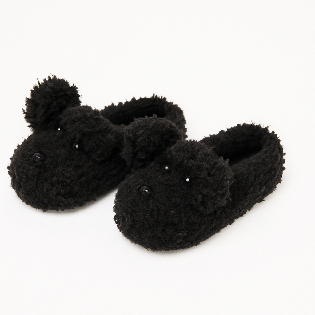 Chausson Chien Peluche Homme Noir