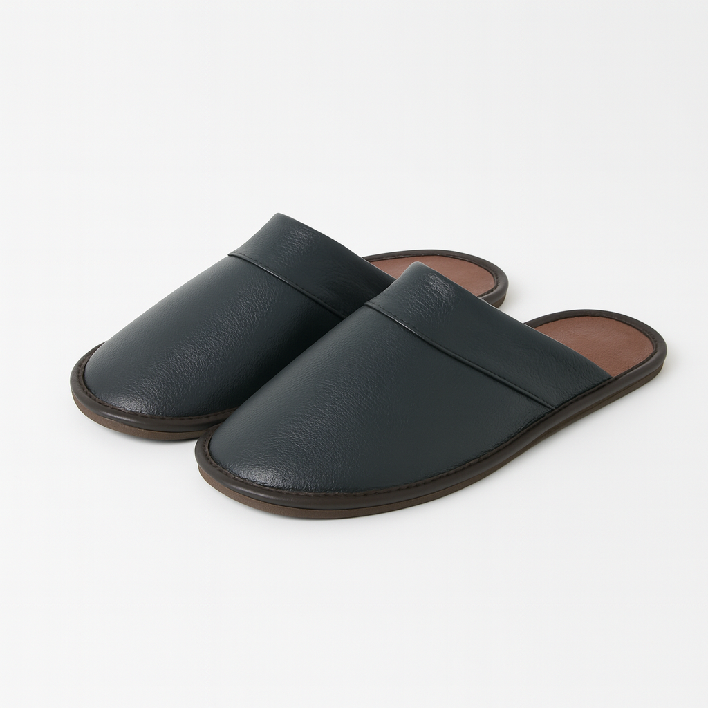 Chausson Cuir Souple  Vache Noir
