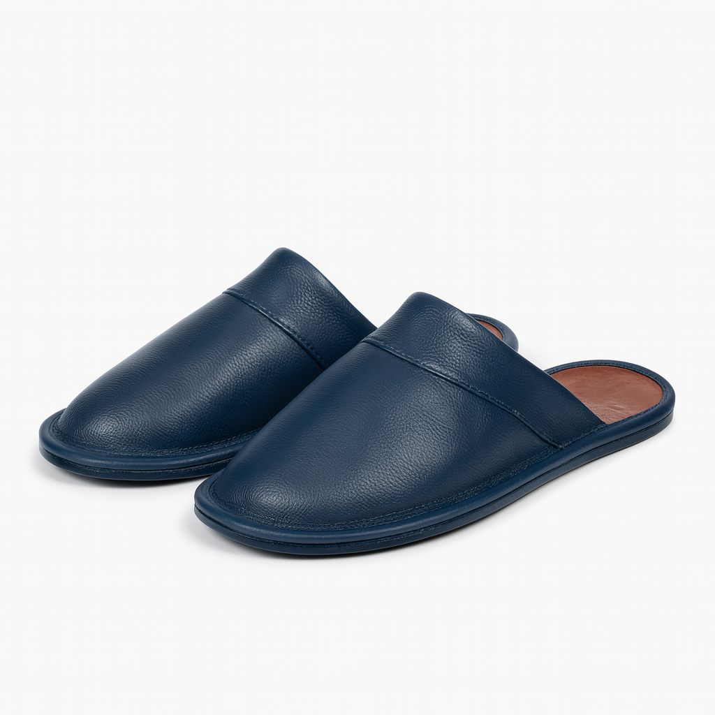 Chausson Cuir Souple  Vache bleu