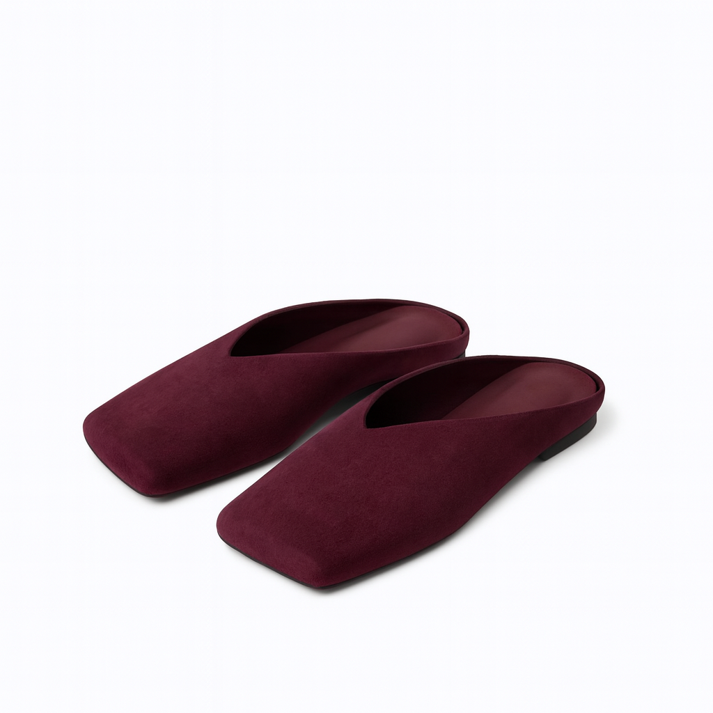 Chausson Femme Cuir  Confort Grenat