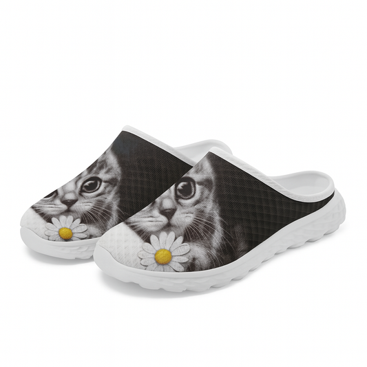 Chausson Imprimé Chat Gris