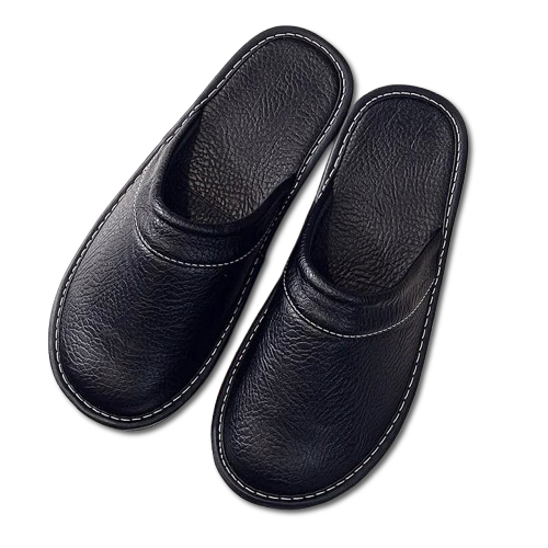 Chausson en Cuir a Semelle Lisse  pour homme