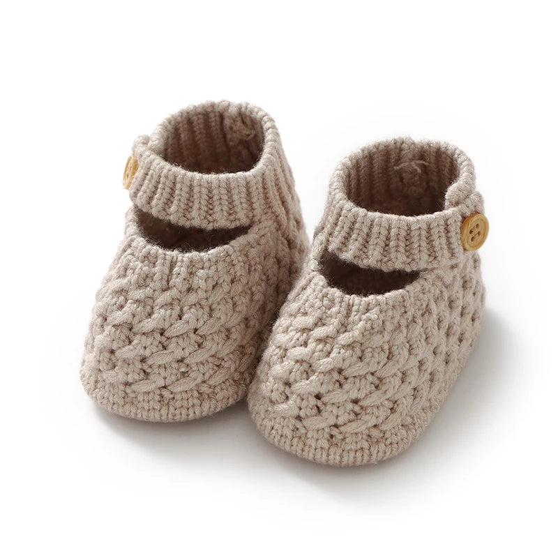 Chausson Bébé Tricot Avec Bouton