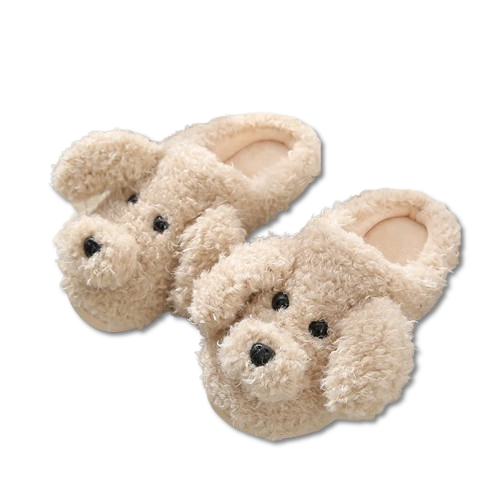 Chausson Chien Peluche Homme beige