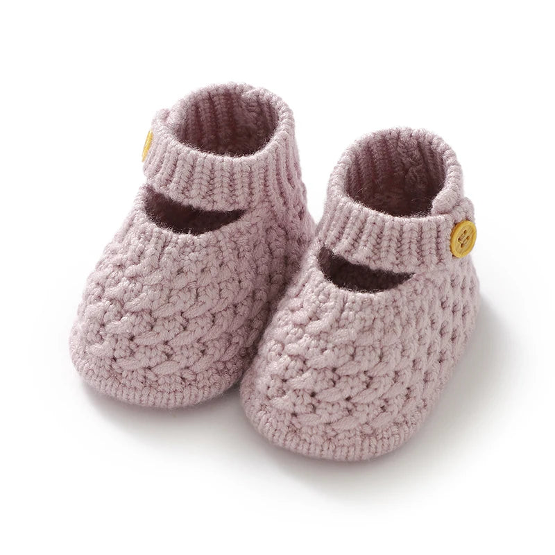 Chausson Bébé Tricot Avec Bouton